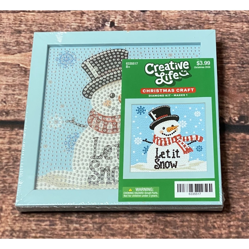 Let it Snow Snowman Square Diamond Painting Kit in Frame Hobby Lobby New